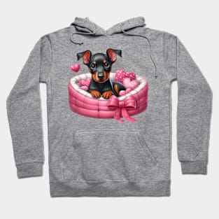 Valentine Doberman Pinscher Dog in Bed Hoodie